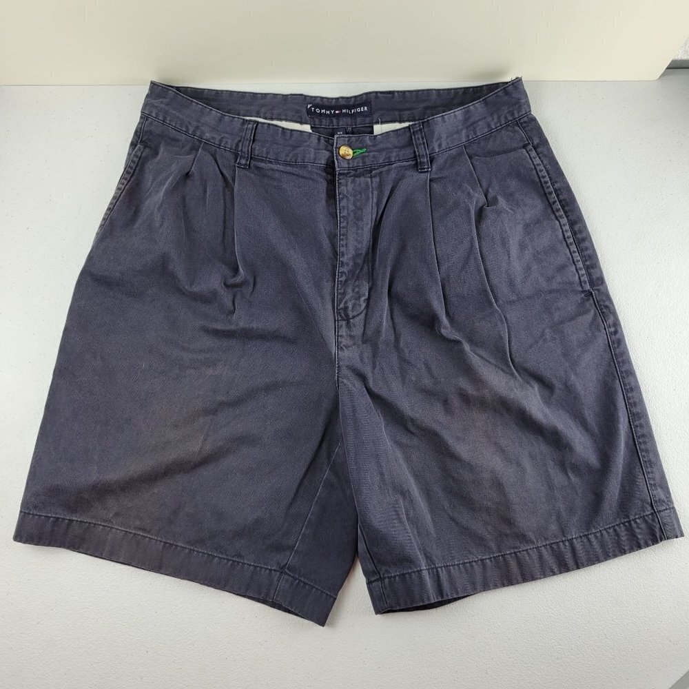 Tommy Hilfiger Cotton Chino Shorts Cotton Flat Front Hi-Rise Solid 33 Mens
